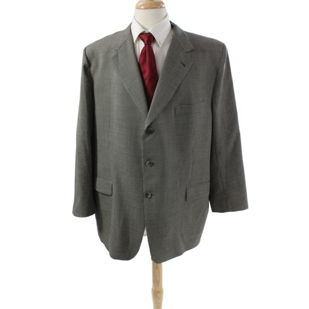 Burberry London Mens Overcoat Gray Wool Check Size 50
